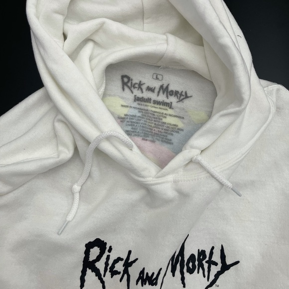 Men’s Rick and Morty Large ADULT SWIM white HOODIE MEN/WOMEN - Picture 8 of 9